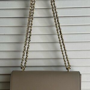 Tory Burch Tan Crossbody Bag with Gold Chain